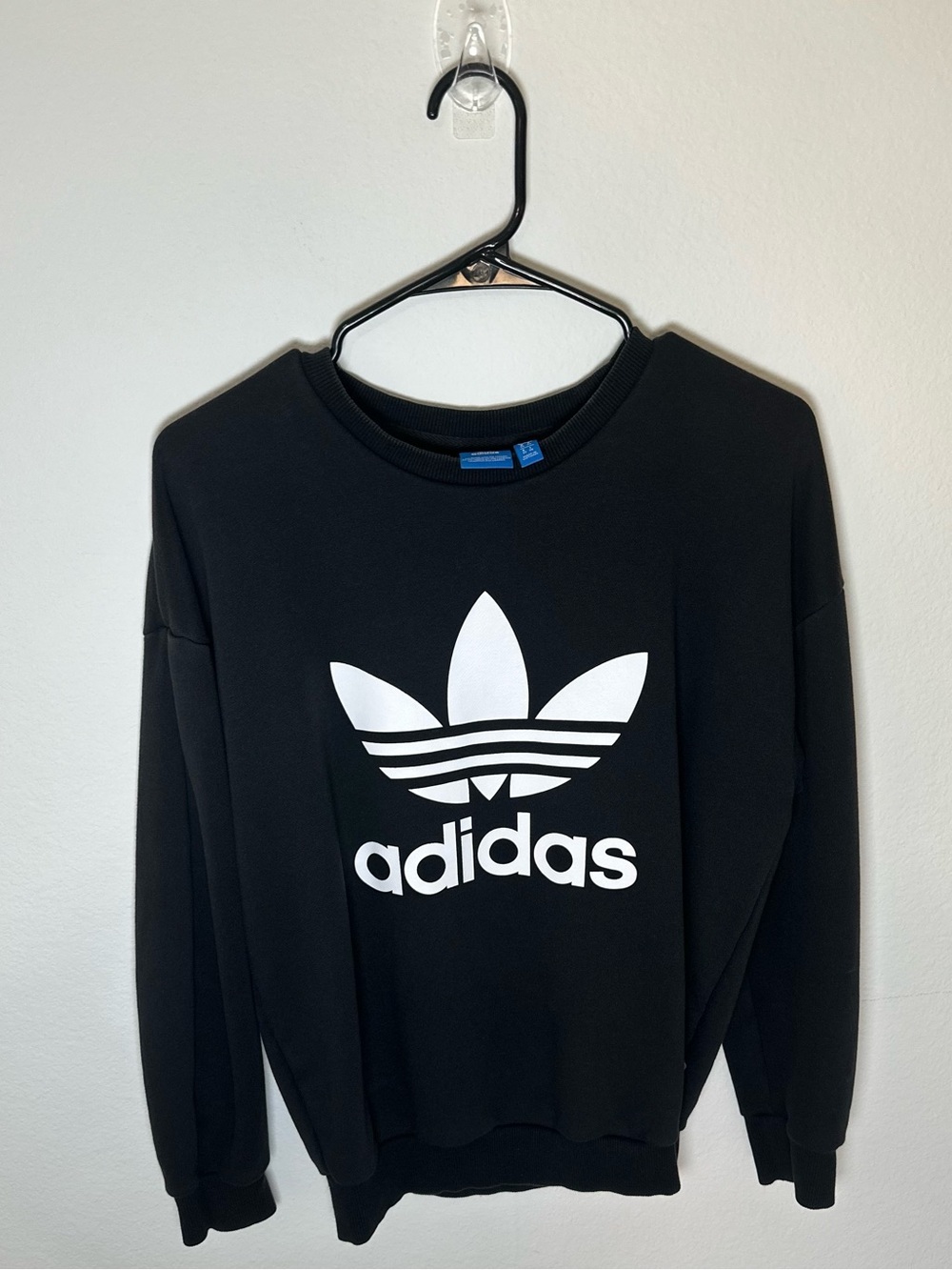 adidas Black Crewneck Sweatshirt with White Trefoil Logo